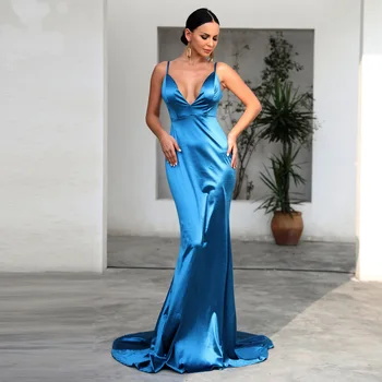 

Fashion Bandage Dress Sexy Women Spaghetti Strap Night Club Draped Deep V-Neck Party Body con Big Backless Dresses Wholesale