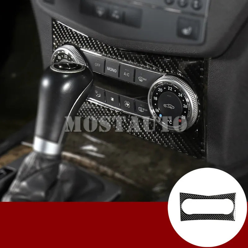 HOTRIMWORLD Carbon Fiber Interior Steering Wheel Button Trim Cover 2pcs for Mercedes-Benz C Class W204 S204 2007-2010