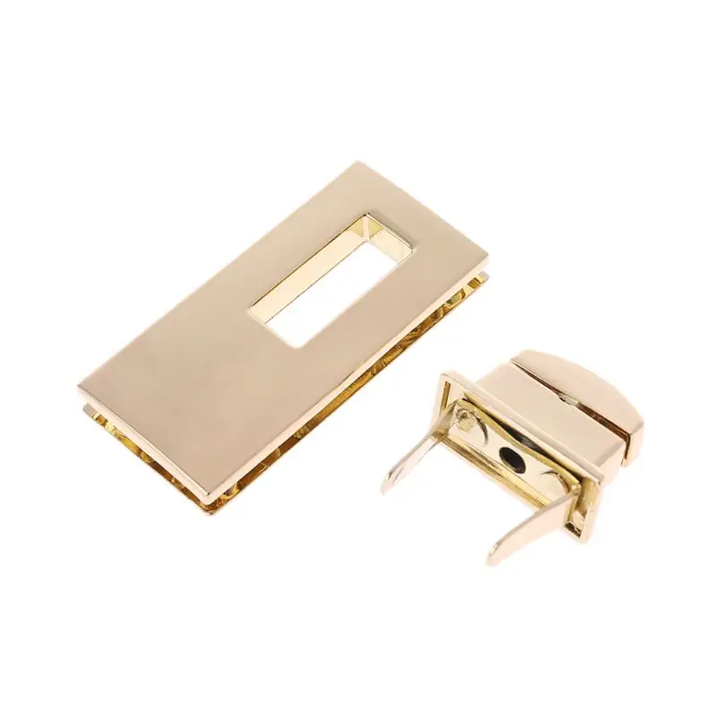 2Colors Metal Rectangle Shape Clasp Turn Locks Twist Lock DIY Handbag Shoulder Bag Purse Hardware