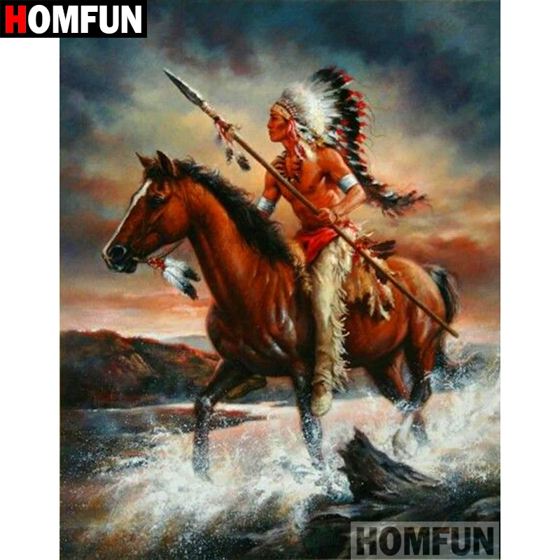 

HOMFUN Full Square/Round Drill 5D DIY Diamond Painting "Indian horse" Embroidery Cross Stitch 5D Home Decor Gift A08709