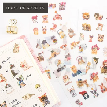 

6 pcs/pack Funny Cat Decorative Stickers Adhesive Stickers DIY Decoration Diary Stationery Stickers Children Gift
