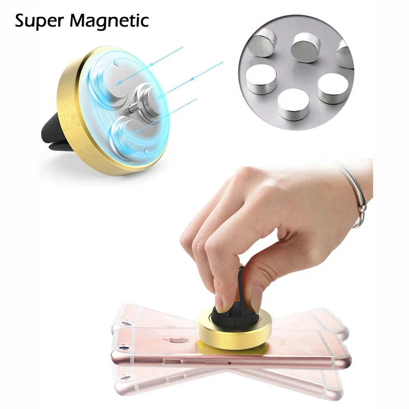 Voppton Portable Car Holder Phone Magnetic Kit Super Mini Air Vent Outlet Car-Styling Cell Phone GPS Stand Bracket For iPhone  (7)