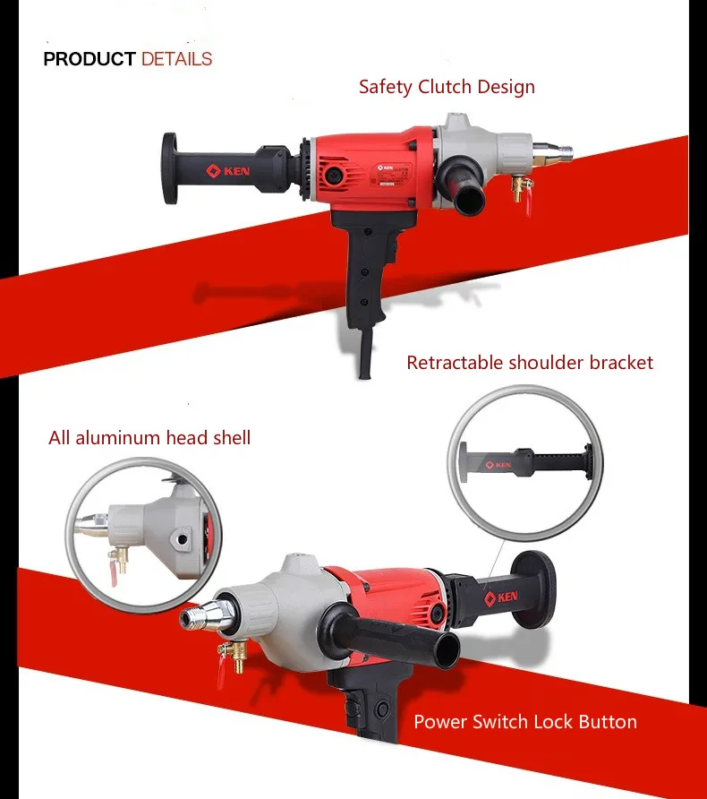 Сверлильный станок для воды, ручной сверлильный станок KEN6110B, высокомощный кондиционер, сверлильный станок для бетона