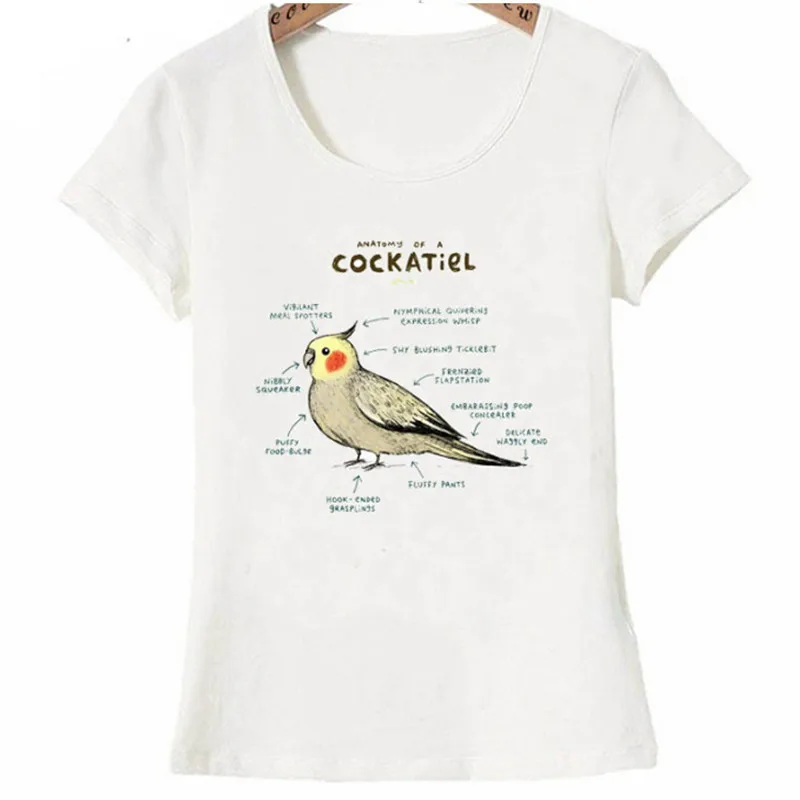 

Anatomy of a Cockatiel Tattoo Print T Shirt New Summer Fashion Women T Shirt Novelty Casual Short Sleeve tee for girls
