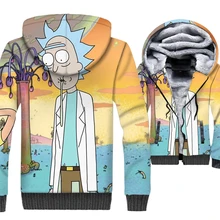 Rick and Morty Jacket 3D Print Hoodie Men Get Riggity Wrecked Son Sweatshirt Winter Thick Fleece Coat Funny Cartoon Streetwear футболка wearcraft premium slim fit printio рик и морти get riggity riggity wrecked son