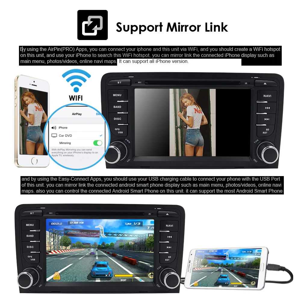 Clearance Ossuret Car Multimedia player Android 9 GPS 2 Din Autoradio Stereo System For Audi/A3/S3 Quad Core 2GB RAM wifi Car DVD Player 9