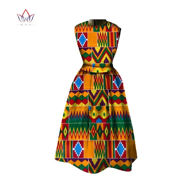 

2019 New summer Africa Dresses for Women Dashiki Midi Length African Print Dresses Bazin Riche Plus Size Women Dress WY348