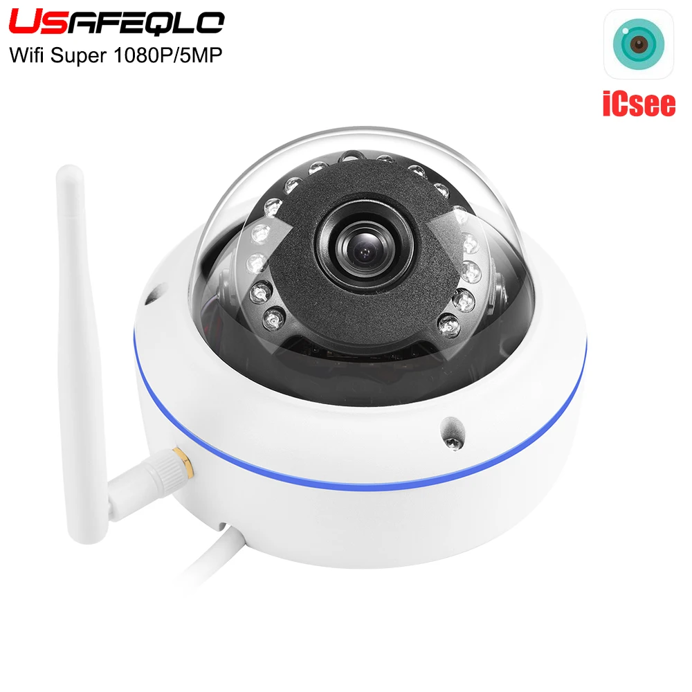

USAFEQLO H.265+ 5MP 2592*1944 WiFi Wireless Wired 2.4G Built-in SD Card Slot Night Vision Outdoor Bullet IP Camera iCSee APP