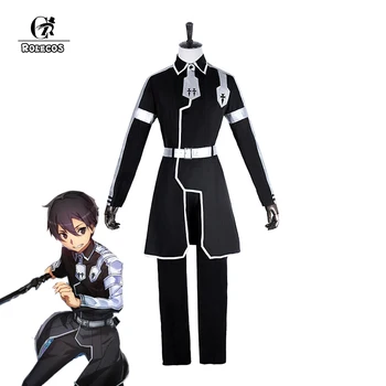 

ROLECOS Anime Sword Art Online Cosplay Costume Kazuto Kirigaya Cosplay Costume Black Full of Sets for Men Cosplay Costume Suits