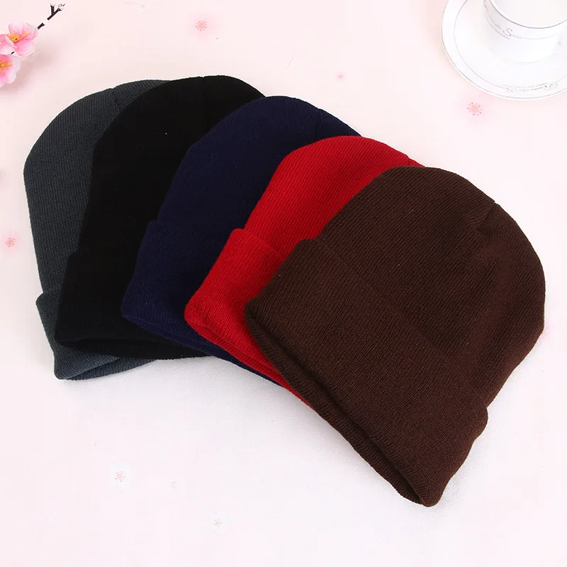 

2019 Winter Knitted Cap Woman Solid Color Hip Hop Boys Girls Crochet Hat Spring Red Adult Hip Hop Warm Beanies Black Color Red