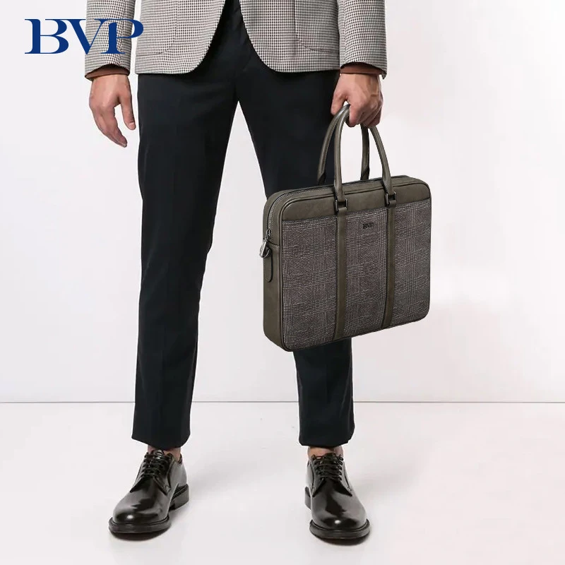 BVP الشهيرة الماركة التجارية الرجال حقيبة حقيبة جلد طبيعي 13 بوصة حقيبة لابتوب الأزياء الذكور شعرية حقيبة كتف الأعمال J50