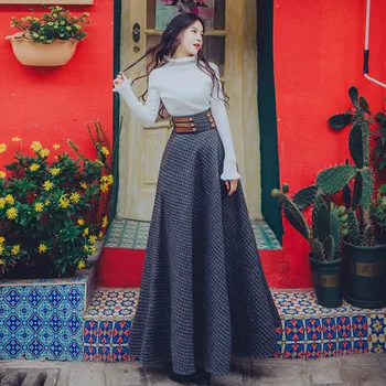 

2018 New Spring Fashion Women's Sets Long Sleeve Pullovers Slim Sweaters + High Waist Woolen Plaid Skirt Female Skirt Suits