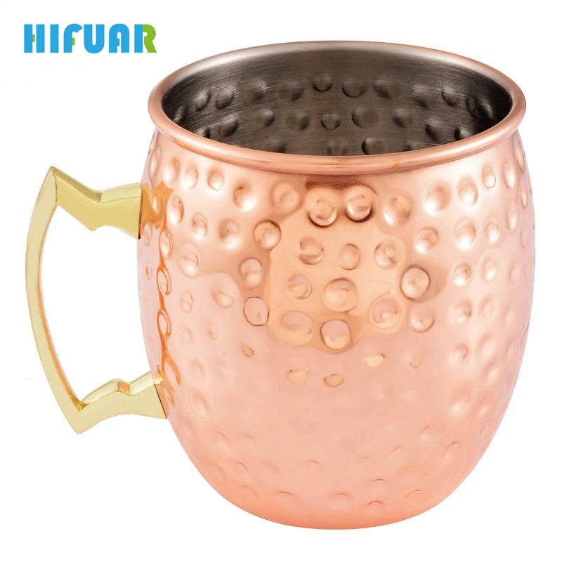 Hifuar Rose Gold Copper Plated Stainless Steel Wave Spots Mug Coffee