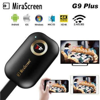 

KuWFi Mirascreen 2.4G/5.8G 4K Wireless HD HDMI Wifi Display Dongle Mirroring Miracast Airplay DLNA Receiver for Android iOS