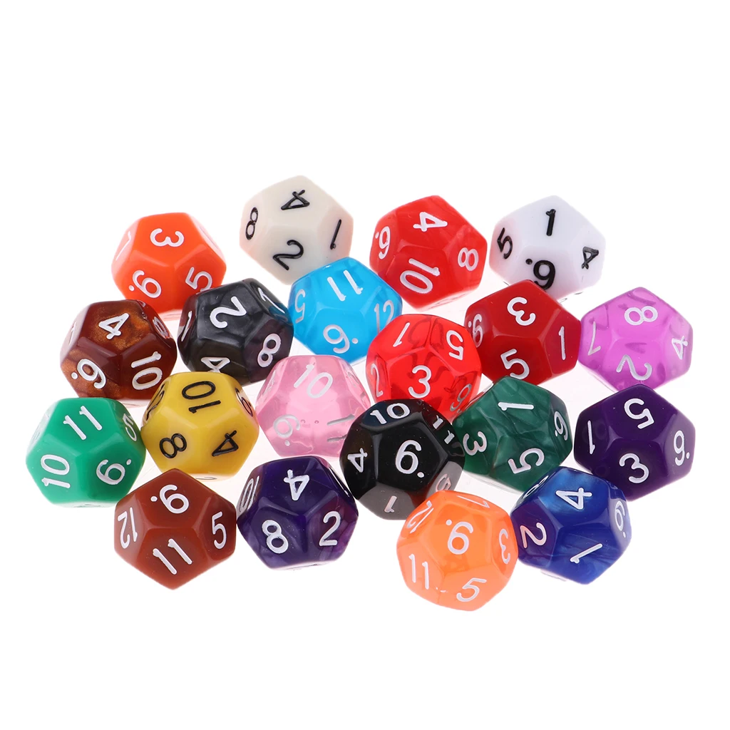 20 Pieces Polyhedral Dice Set for Table Game Kids Math Practice Holiday Party 8/10/12/20 Sided Colorful Dices