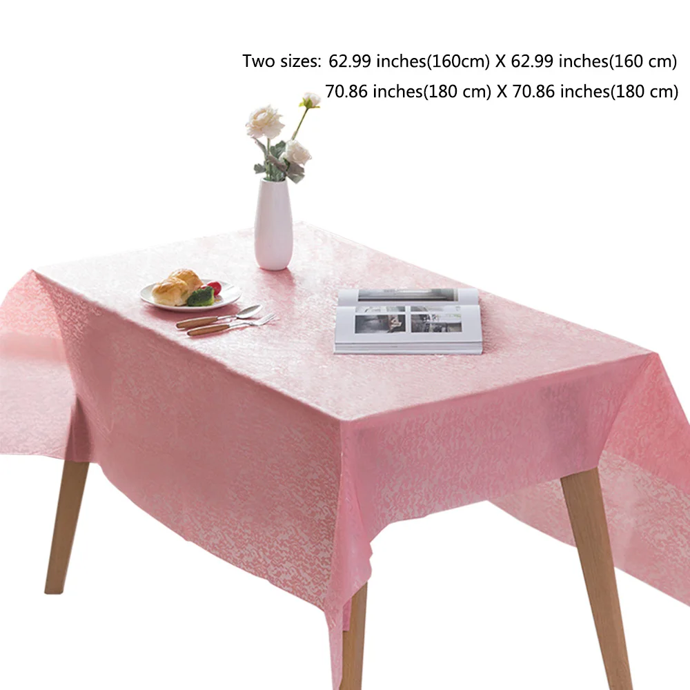 Disposable Tablecloth Pink White Princess Kids Happy Birthday Party Lace Plastic Wipe Clean Tablecover Supplies