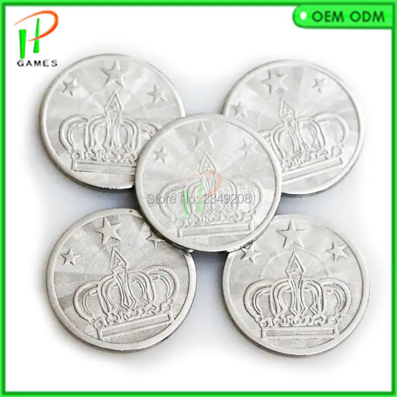 

500pcs Stainless Steel Coin Tokens 25mm Star Crown Logo Srcade Game Currency For Crane Arcade Vending Machine