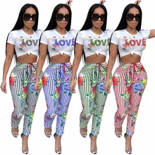 Two Piece Set Women Clubwear Print Casual Tracksuit Short Sleeve Tops And Pants Matching Suits Sexy Sweatsuit Summer Outfits