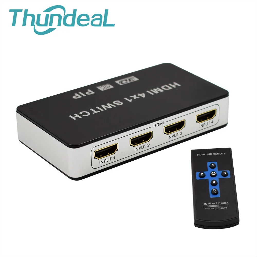

PIP 4 to 1 HDMI Switch For PS3 PS4 Switch HDMI PIP Splitter Switcher 4K 3D HD 1080P Video With AC Power Adapter Remote Control