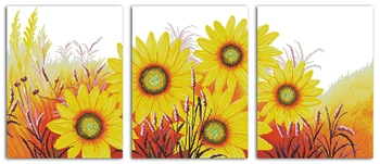 

New Sunflower(triptych) cross stitch kits 14ct white 11ct print on canvas embroidery set sewing hand made crafts home decor