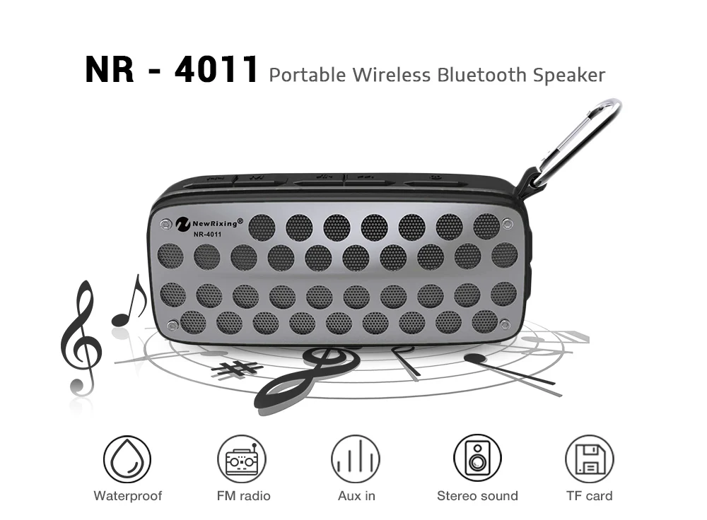 NewRixing NR-4011 водостойкий беспроводной Bluetooth стереоколонка плеер TWS Surround Micro USB динамик s