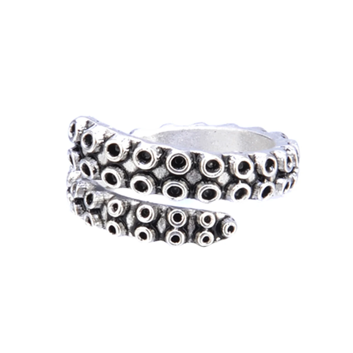 Shellhard Open Adjustable Octopus Tentacle Ring Vintage Stainless Steel Sea Ocean Animal Rings Mens Punk Bague Jewelry