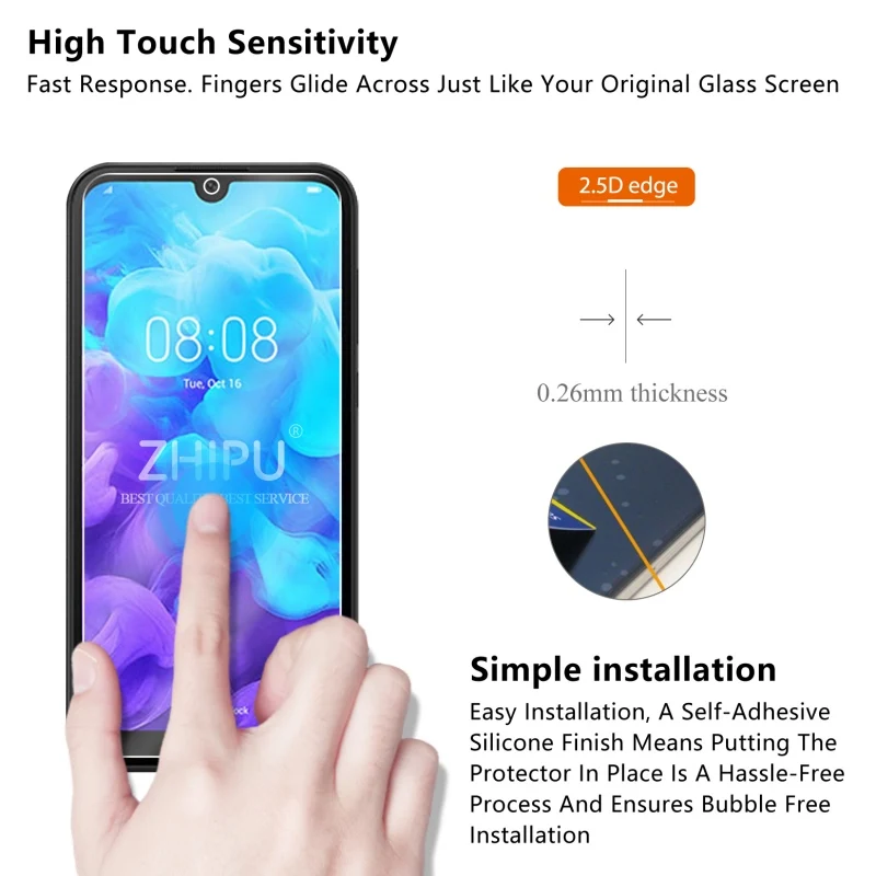 Закаленное стекло для Huawei Y5 2019 Защитное экрана 2.5D 9H Премиум защитная