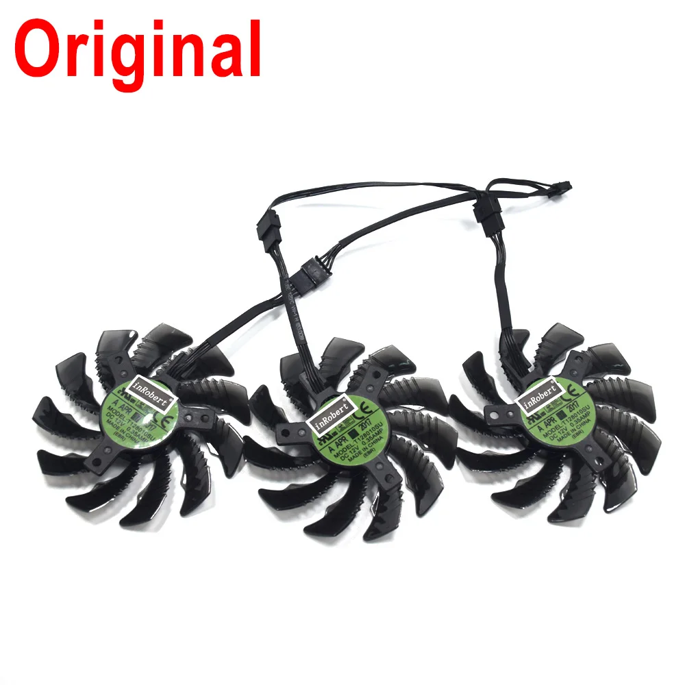 3Pcs-Lot-Original 75 мм T128010SU 0.35A Вентилятор охлаждения Gigabyte AORUS GTX 1060 1070 1080 G1 GTX 1070Ti 1080Ti 960 980Ti 760 Видеокарта кулер вентилятор - Цвет лезвия: 3Pcs-Lot-Original