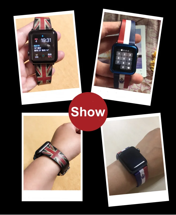 Ремешок для часов Huami Amazfit 1 2 в стиле флага из натуральной кожи Samsung Gear S3 Sport S2 Classic