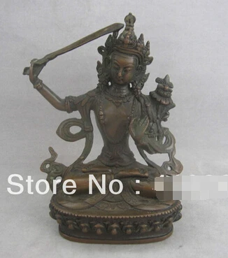 

Fast ShippingChina Tibet Copper Bronze Manjushri Manjusri Bodhisattva Buddha Statue Sword