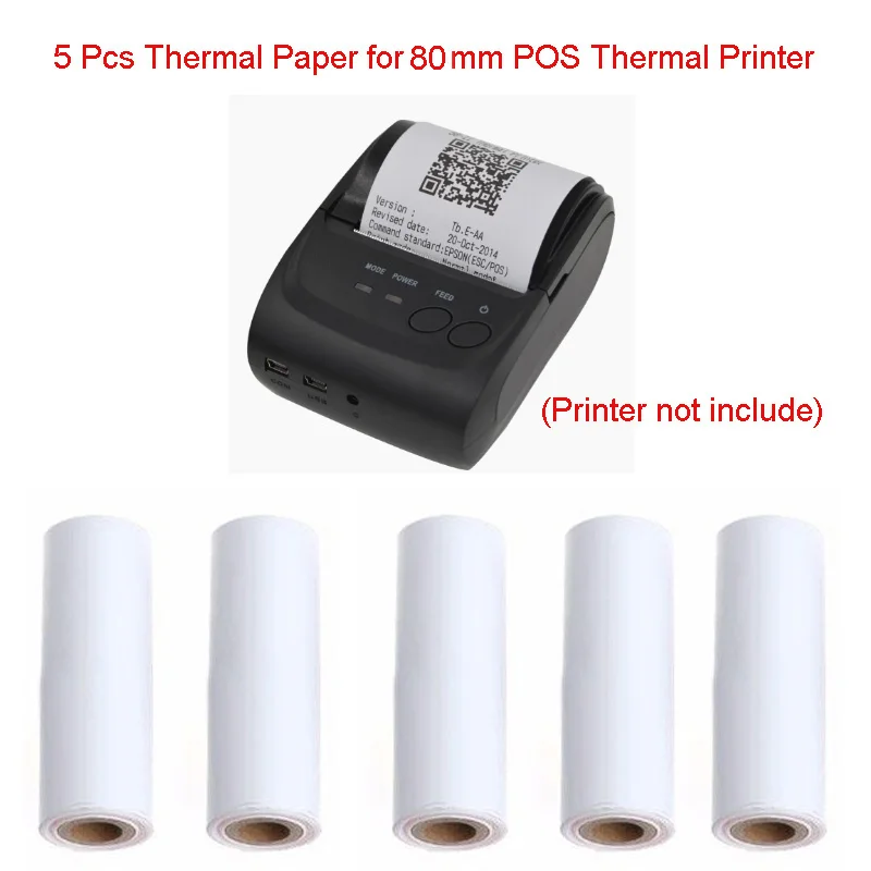 

5Pcs 80x30MM Thermal Receipt Paper Roll For Mobile 80MM POS Thermal Printer