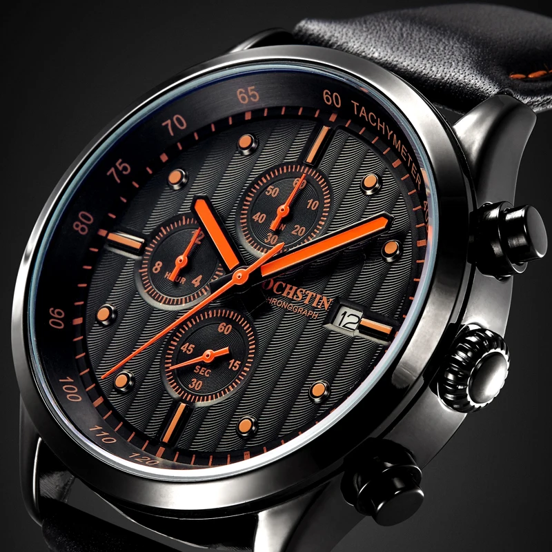 

Luxury Brand OCHSTIN Quartz Watch Sport Military Watch Men Chronograph Wristwatches Montre Homme Leather Strap Quartz Watch