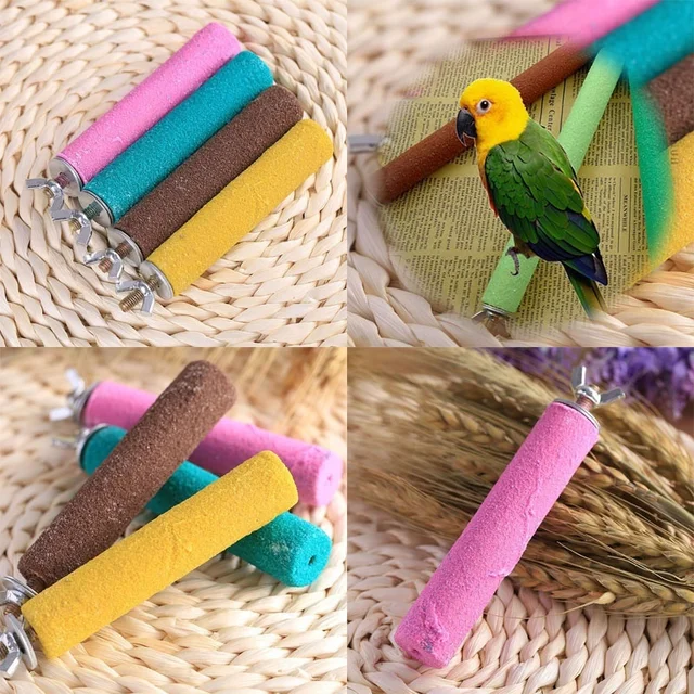 164 21 De Réduction1 Pc Coloré Pet Oiseau Griffe Et Bec De Broyage Bar Permanent Bâton Cage Accessoires Perroquet Jouet Vente Chaude Papagaio