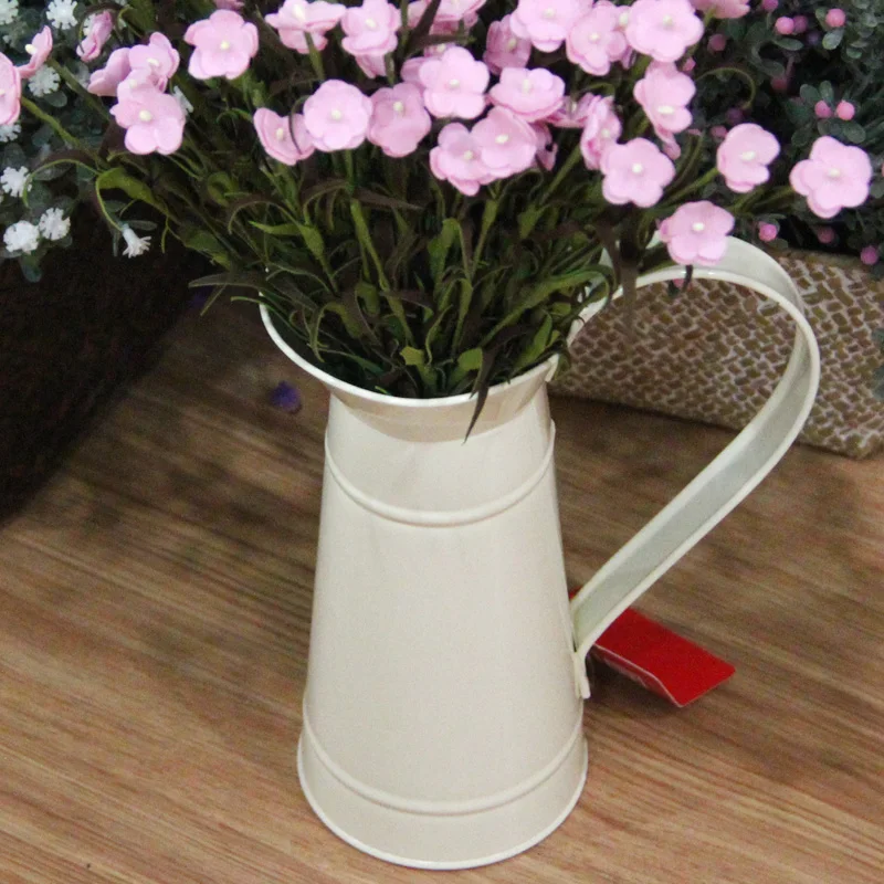Free shipping rustic plated zinc metal flower vase milk flower pot home