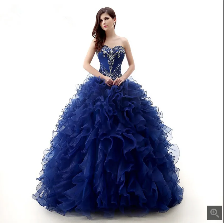 Robe de soiree бальное платье Королевского синего цвета с вышивкой, платья для выпускного вечера, пышные платья принцессы с бусинами и стразами, 16 платьев для выпускного вечера, распродажа