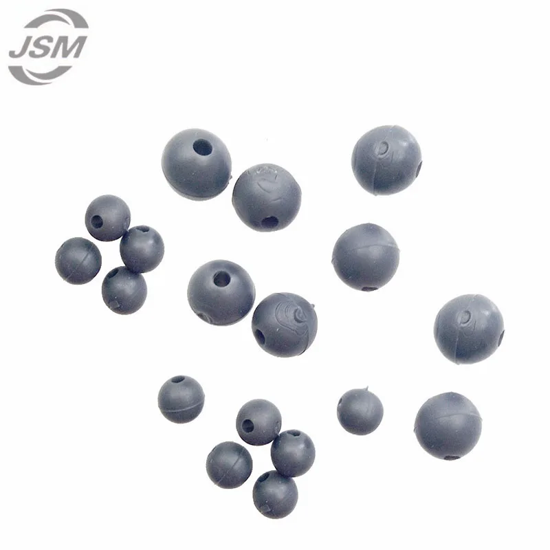 

JSM 50pcs Diameter 5mm-7mm Soft Carp Fishing Beads Rubber Dark Grey Round Floating lures for Carp Fishing tackle