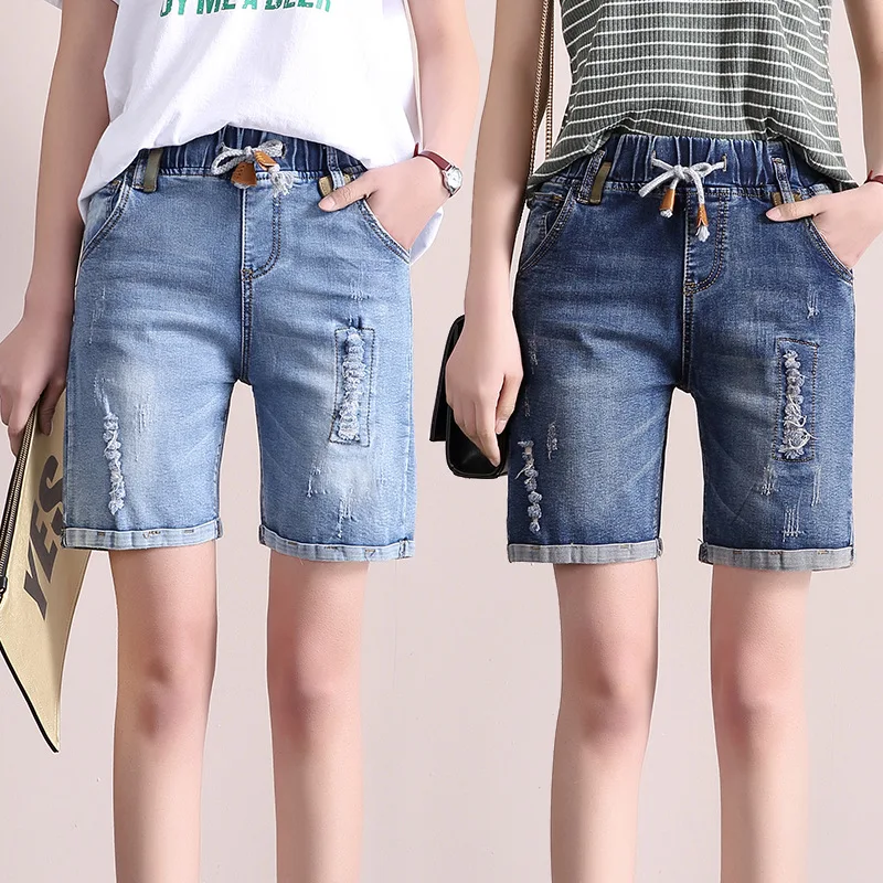 Летние Выбеленные выбеленные джинсы для женщин в стиле бойфренд винтажные обтягивающие джинсовые шорты с высокой талией повседневные пляжные шорты женские джинсы