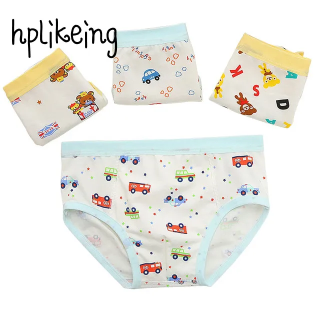 4pcs/lot Child's Underwear Baby Boy Cotton Underpants Cartoon Car