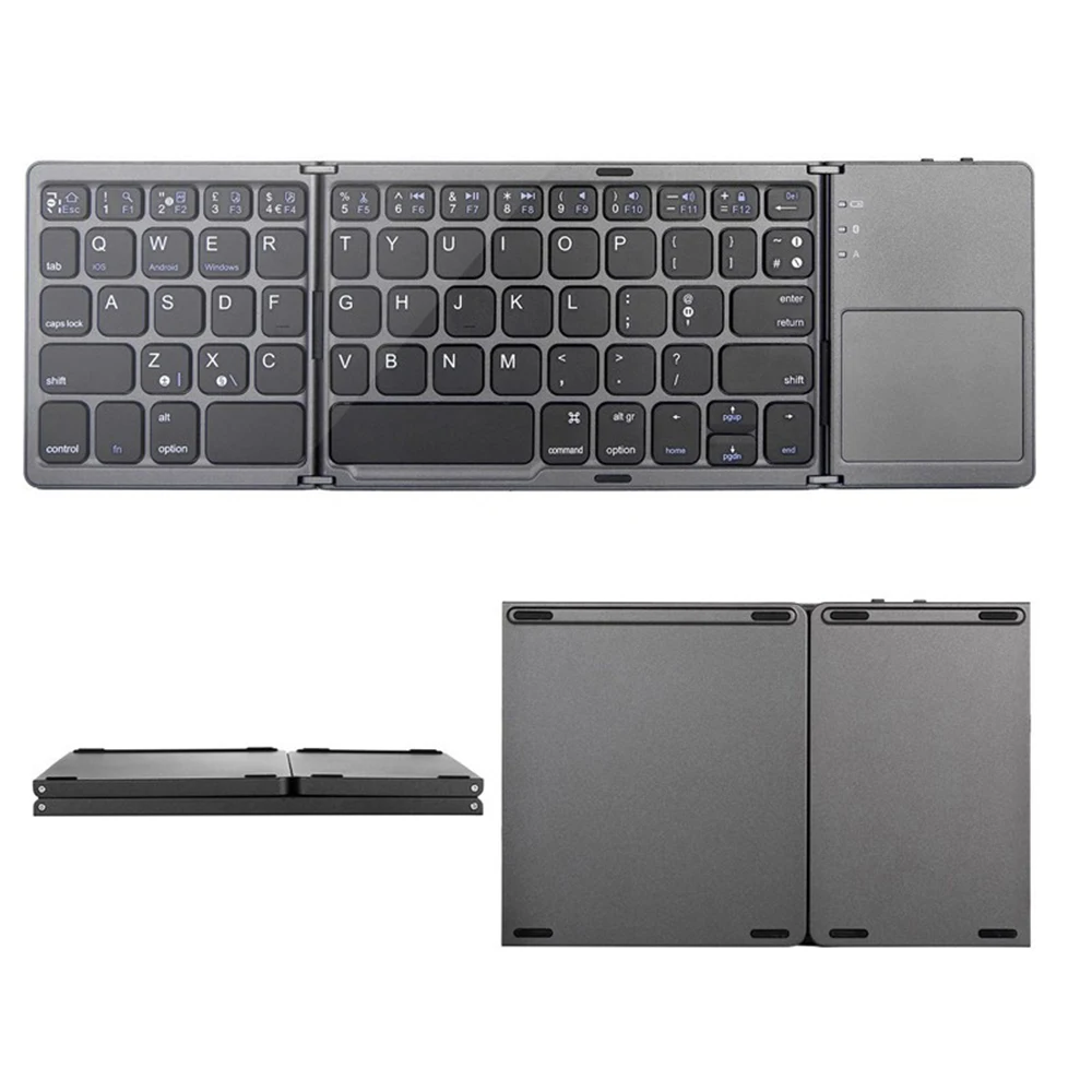 

YOHOLOO Portable Twice Folding Bluetooth Keyboard BT Wireless Foldable Touchpad Keypad for IOS/Android/Windows ipad Tablet