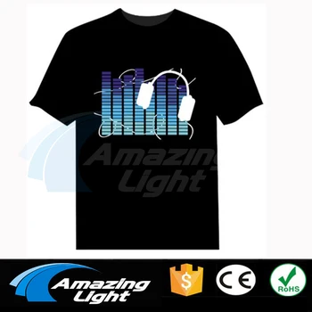 

Sound Activated LED Tshirt Light Up and down Flashing EL Equalizer music activated T-Shirt
