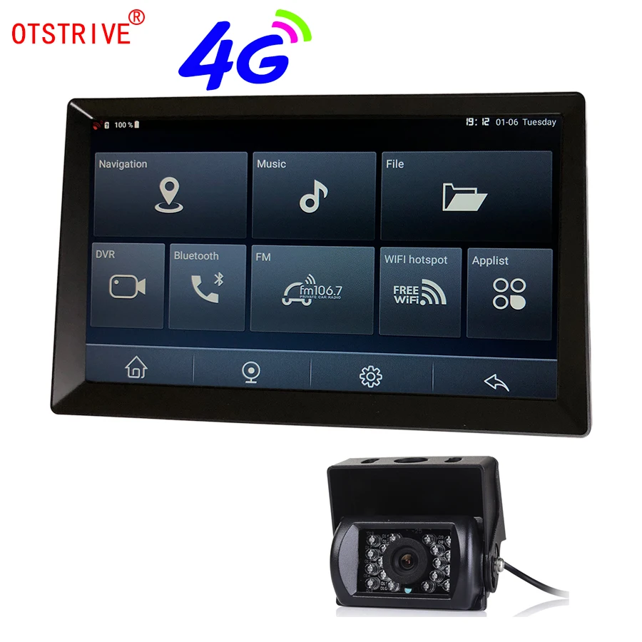 Otstrive 9 дюймов автомобильный Грузовик Автобус DVR Android WIFI Bluetooth телефон ADAS gps навигация Full HD 1080P двойной объектив камера заднего вида DVR