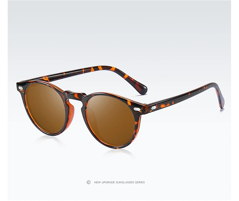 Брендовые дизайнерские круглые очки, поляризованные новые круглые зеркальные солнцезащитные очки, мужские и женские классические солнцезащитные очки TR90, очки для вождения - Цвет линз: Brown