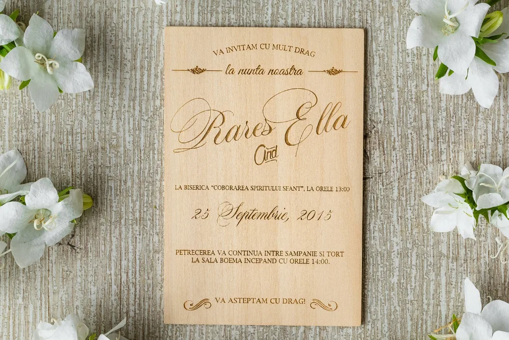 

Personalized engraved Rustic Invitations Cutting Invitation Card,Wedding Wood Paper Hollow Birthday Invitation