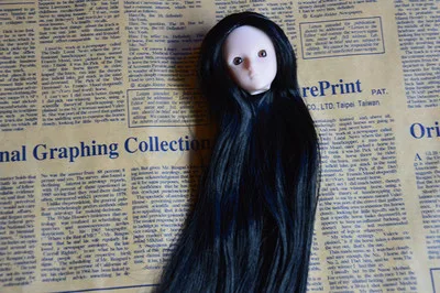 Отличное качество кукольная головка с цветными прямыми аксессуары для волос своими руками для куклы BJD голова кукла 1/6 голова для игрушка-подарок для девочки - Цвет: Черный