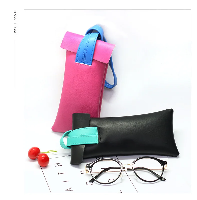 Portable Drawstring Glasses Bags Women's Sunglasses Case Light Convenience Eyeglasses Solid Storage Box Case Bags PU Leather Glasses pouch1 (11)