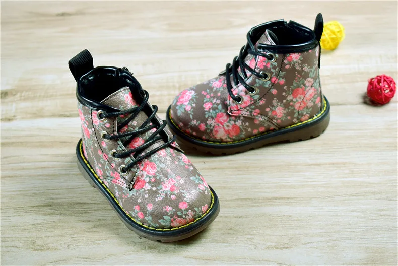 Осенние резиновые сапоги детская обувь кожаные детские сапоги 6 цветов цветок удобная детская обувь для девочек сапоги размер 21-30