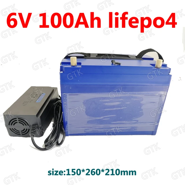 GTK 6v 100Ah Lifepo4 battery 3.2v Lifepo4 BMS 2s 6.4v Not lead acid inverter EV solar energy RV motorhome wide tire electric car 1