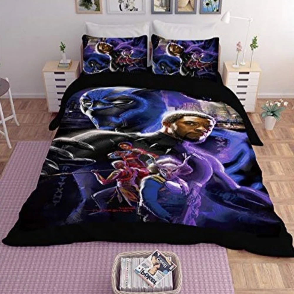 Black Panther 3d Duvet Cover With Pillow Cases Single Double King