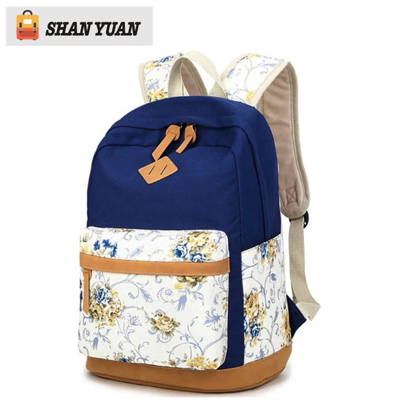 Fashion Brand Quality Floral Canvas Bag Backpack School for Teenager