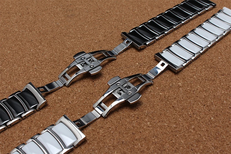 new arrival White ceramic Watchband bracelet with silver metal stainless steel buckle 20mm 22mm black watch bands accessories new arrival White ceramic Watchband bracelet with silver metal stainless steel buckle 20mm 22mm black watch bands accessories